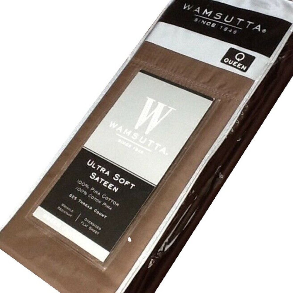 Oversized CHOCOLATE Wamsutta Ultra Soft 525 TC Cotton Sateen QUEEN Flat Sheet